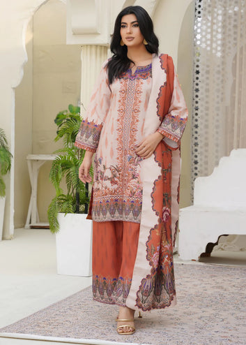 Champagne Raw Silk Kurta Palazzo Set – Women’s 3 Piece with Dupatta