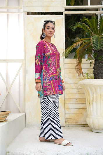 Claret & Black Co-ord Set – Women’s 2 Piece Straight-Cut Shirt & Palazzo