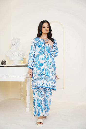 Sky Blue Co-ord Set – Women’s 2 Piece Short Kurta & Palazzo by Libas